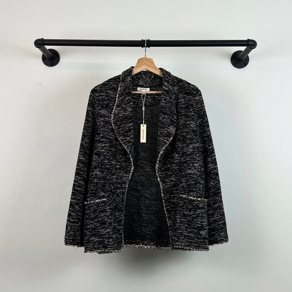 NWT Maxi Studio Shawl Collar Tweed Open Front Cardigan Sweater - Picture 4 of 7